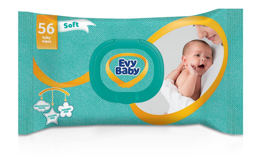 Салфетки детск. влажн. Evy Baby №56 с кр. Soft Производитель: Турция EVYAP A.S.